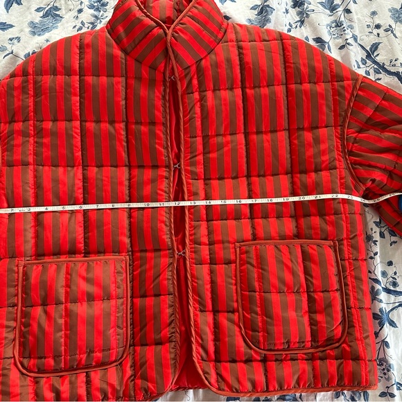 Red and Brown Striped Puffer Jacket - Picture 7 of 8